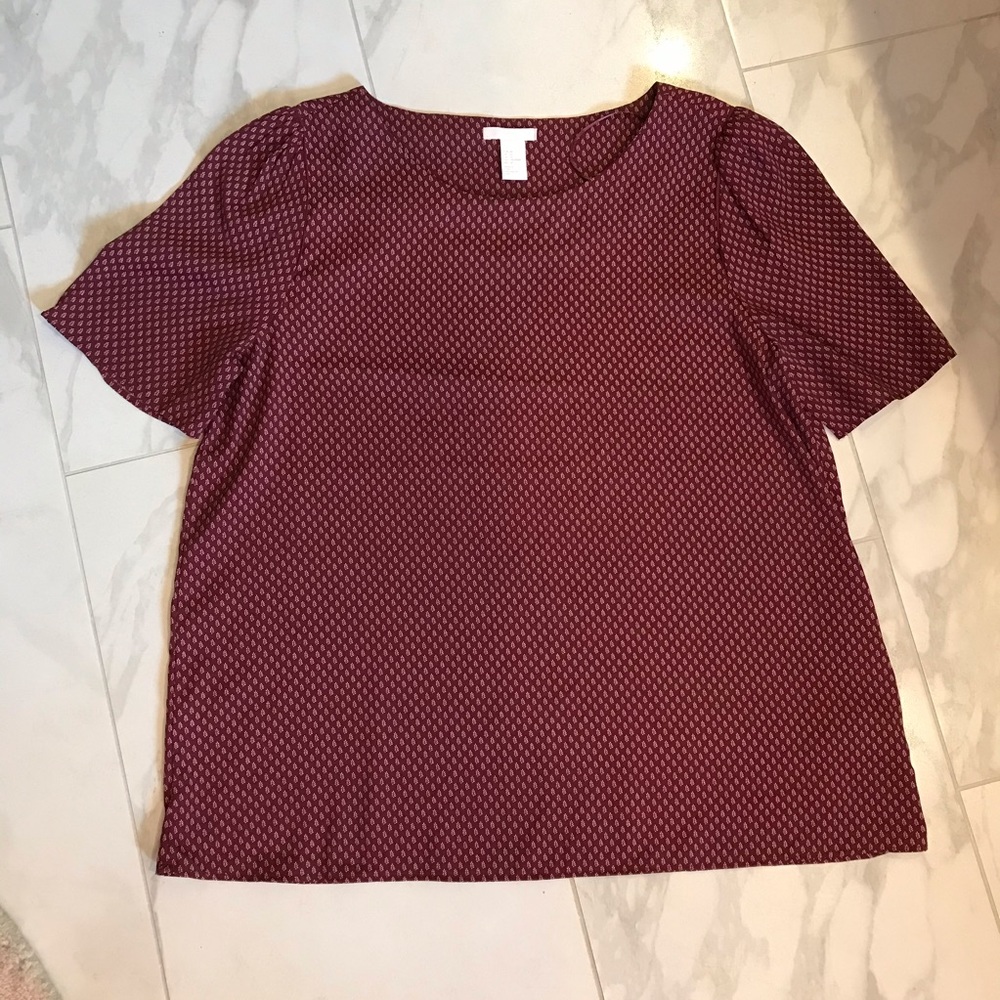 H&M Maroon Blouse Short Sleeve
